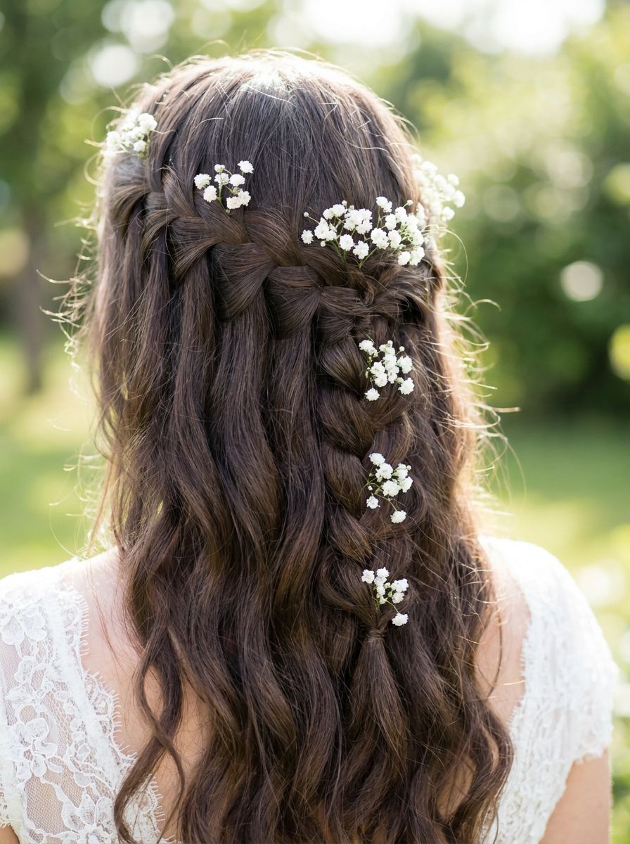 Wasserfallzopf mit offenen Haaren - Flechtfrisuren Hochzeit